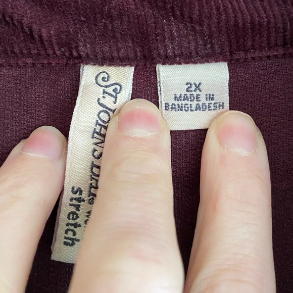 Y2K St. John’s Bay Women Dark Maroon Corduroy Ribbed Collared Buttoned Jacket 2X - Picture 7 of 10